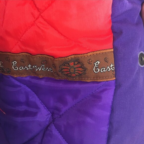 Vintage East West Puffer Coat Womens Medium Purple Yellow Adorondak Ski Jacket - Picture 11 of 16